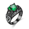 Gothic Skull, Heart Crystal and Cubic Zirconia Retro Wedding Ring-Rings-Innovato Design-10-Green-Innovato Design