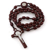 St. Benedict Jesus Cross Resin Beads Rosary Wooden Pendant Necklace-Necklaces-Innovato Design-Brown-Innovato Design
