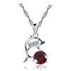 Silver Plated Dolphin and Clear Zirconia Crystal Pendant Necklace-Necklaces-Innovato Design-Red-Innovato Design