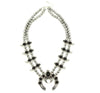 Silver Beaded Stone Double Layer Squash Blossom Statement Necklace - InnovatoDesign