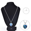 Blue Crystal Heart of Ocean Pendant Necklace with Rhinestone Border