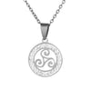 Gold & Silver Triskelion Stainless Steel Pendant Necklace with Zirconia Crystals-Necklaces-Innovato Design-Silver-Innovato Design