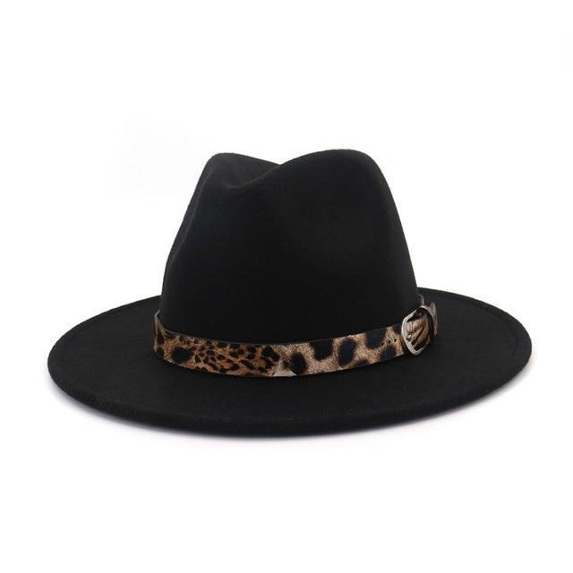 Jazzy Wool Fedora Hat with Leopard Print Belt Band-Hats-Innovato Design-Camel-Innovato Design
