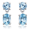 Oval Faceted Sky Blue Topaz 925 Sterling Silver Drop Earrings-Earrings-Innovato Design-Innovato Design