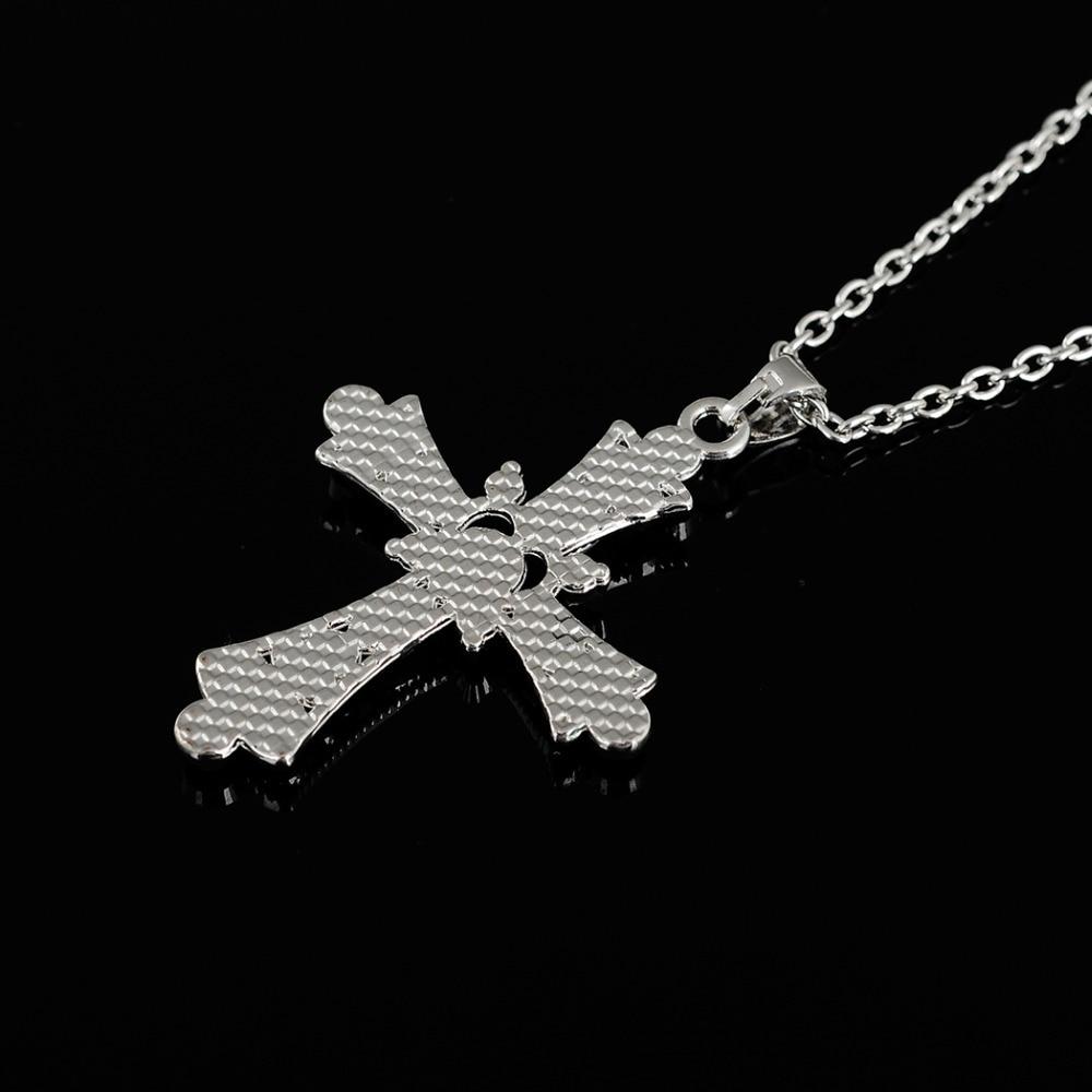 Silver Cross Pendant Necklace with Pink and Purple Crystals-Necklaces-Innovato Design-Innovato Design