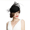 Leopard Australian Wool Pillbox Fascinator Hat with Netted Veil, Bowknot and Feathers-Hats-Innovato Design-Innovato Design