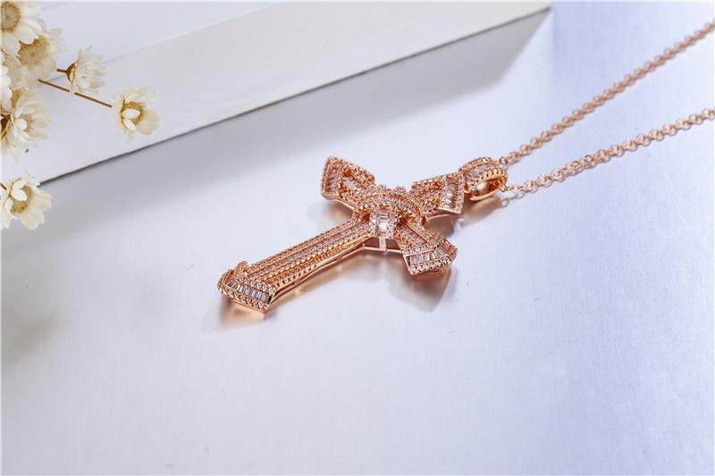 Bejeweled Crystal Sterling Silver Cross Pendant Necklace-Necklaces-Innovato Design-Silver-Innovato Design