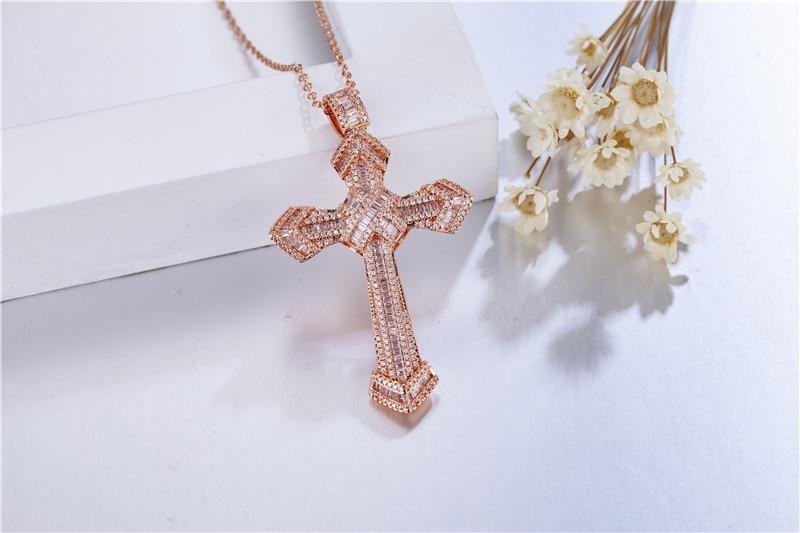 Bejeweled Crystal Sterling Silver Cross Pendant Necklace-Necklaces-Innovato Design-Silver-Innovato Design