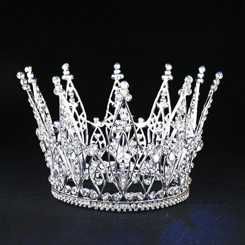 King & Queen Tiara Rhinestones Crown for Wedding or Prom-Crowns-Innovato Design-Gold-Innovato Design