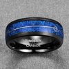 8mm Silver Arrow-Shaped Tungsten Carbide with Inlaid Blue Meteorite Wedding Band - InnovatoDesign