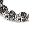 925 Sterling Silver Skull with Black Cubic Zirconia Beads Bracelets - InnovatoDesign