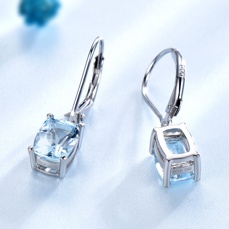 Sky Blue Topaz Gemstone 925 Sterling Silver Wedding Drop Earrings-Earrings-Innovato Design-Innovato Design
