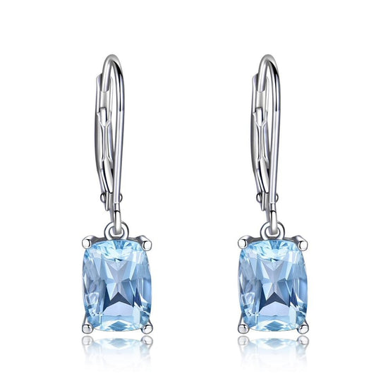 Sky Blue Topaz Gemstone 925 Sterling Silver Wedding Drop Earrings-Earrings-Innovato Design-Innovato Design