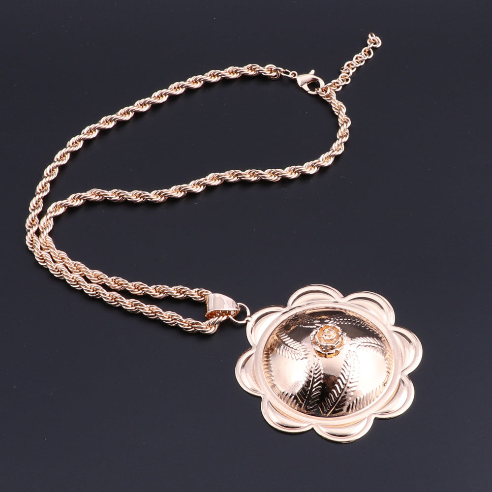 Gold-Plated Flower Cup Necklace, Bracelet, Earrings & Ring Wedding Statement Jewelry Set-Jewelry Sets-Innovato Design-Innovato Design