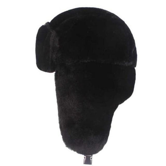 Thick Warm Soft Winter Fur Bomber Hat with Earflaps-Hats-Innovato Design-Black-Innovato Design