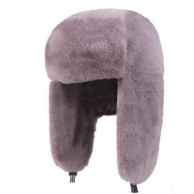 Thick Warm Soft Winter Fur Bomber Hat with Earflaps-Hats-Innovato Design-Gray-Innovato Design