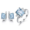 Sky Blue Topaz and Cubic Zirconia 925 Sterling Silver Clip Earrings & Ring Jewelry Set