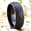 8mm Hammered and Domed Multi-Faceted Black-Plated Tungsten Wedding Band-Rings-Innovato Design-6-Innovato Design