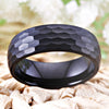 8mm Hammered and Domed Multi-Faceted Black-Plated Tungsten Wedding Band-Rings-Innovato Design-6-Innovato Design