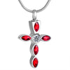 Silver Crystal Cross Memorial Urn Pendant with Necklace-Necklaces-Innovato Design-Red-Innovato Design
