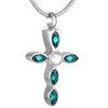 Silver Crystal Cross Memorial Urn Pendant with Necklace-Necklaces-Innovato Design-Green-Innovato Design