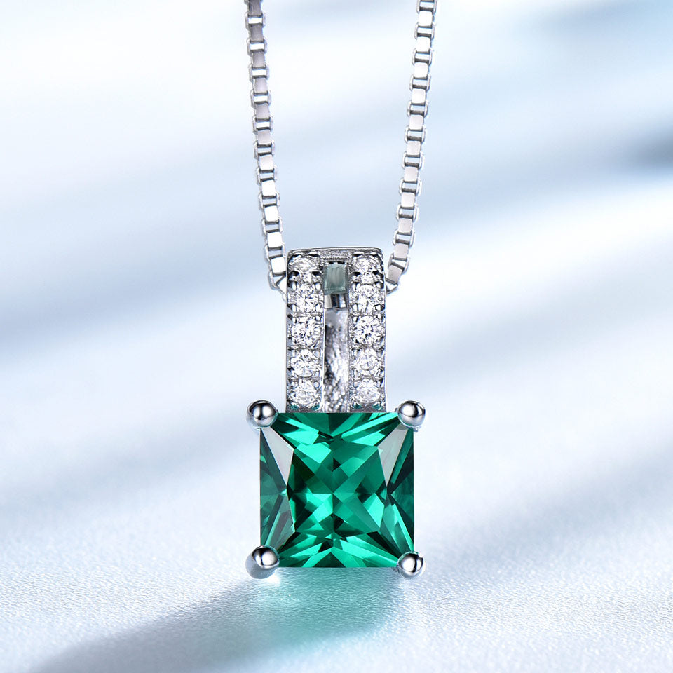 Emerald or Topaz and Cubic Zirconia 925 Sterling Silver Pendant, Stud Earrings & Ring Jewelry Set-Jewelry Sets-Innovato Design-Sky Blue-5-Innovato Design