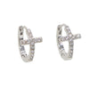12mm Luxury Cubic Zirconia Cross Hoop Earrings in Two Colors-Earrings-Innovato Design-Silver-Innovato Design