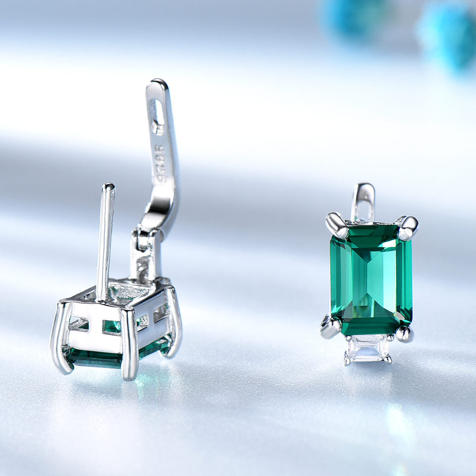 Emerald, Topaz or Morganite Gemstone 925 Sterling Silver Luxury Clip Earrings-Earrings-Innovato Design-Blue-Innovato Design