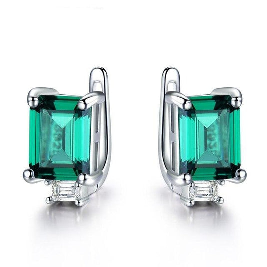 Emerald, Topaz or Morganite Gemstone 925 Sterling Silver Luxury Clip Earrings-Earrings-Innovato Design-Green-Innovato Design