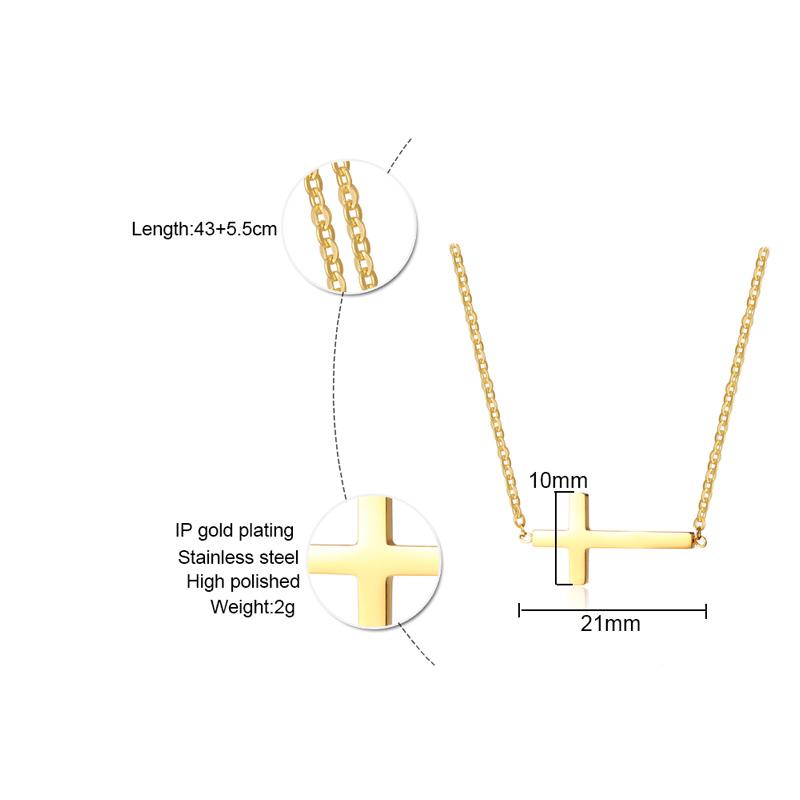 Simple Sideways Cross Necklaces for Women Three Colors Stainless Steel Prayer Pendant Femme Girls Accessories-Necklaces-Innovato Design-Gold-Innovato Design