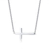 Simple Sideways Cross Necklaces for Women Three Colors Stainless Steel Prayer Pendant Femme Girls Accessories-Necklaces-Innovato Design-Silver-Innovato Design