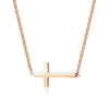 Simple Sideways Cross Necklaces for Women Three Colors Stainless Steel Prayer Pendant Femme Girls Accessories-Necklaces-Innovato Design-Rose Gold-Innovato Design