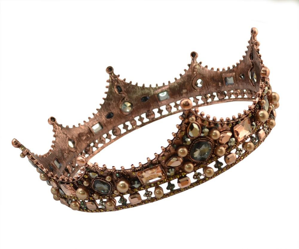 Vintage King & Queen Crowns with Crystals for Wedding or Prom-Crowns-Innovato Design-Bronze-Innovato Design