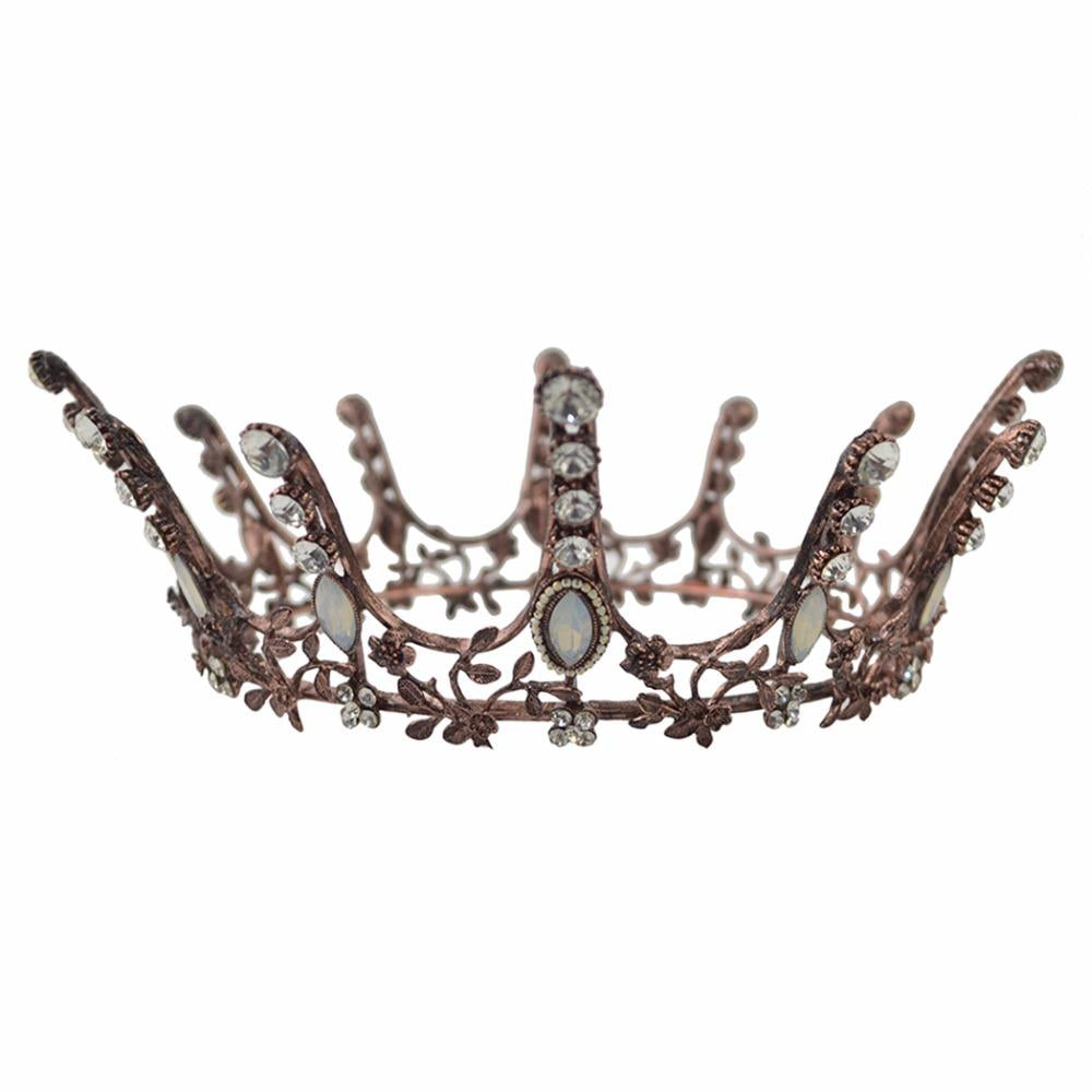Vintage King & Queen Crowns with Crystals for Wedding or Prom-Crowns-Innovato Design-Bronze-Innovato Design