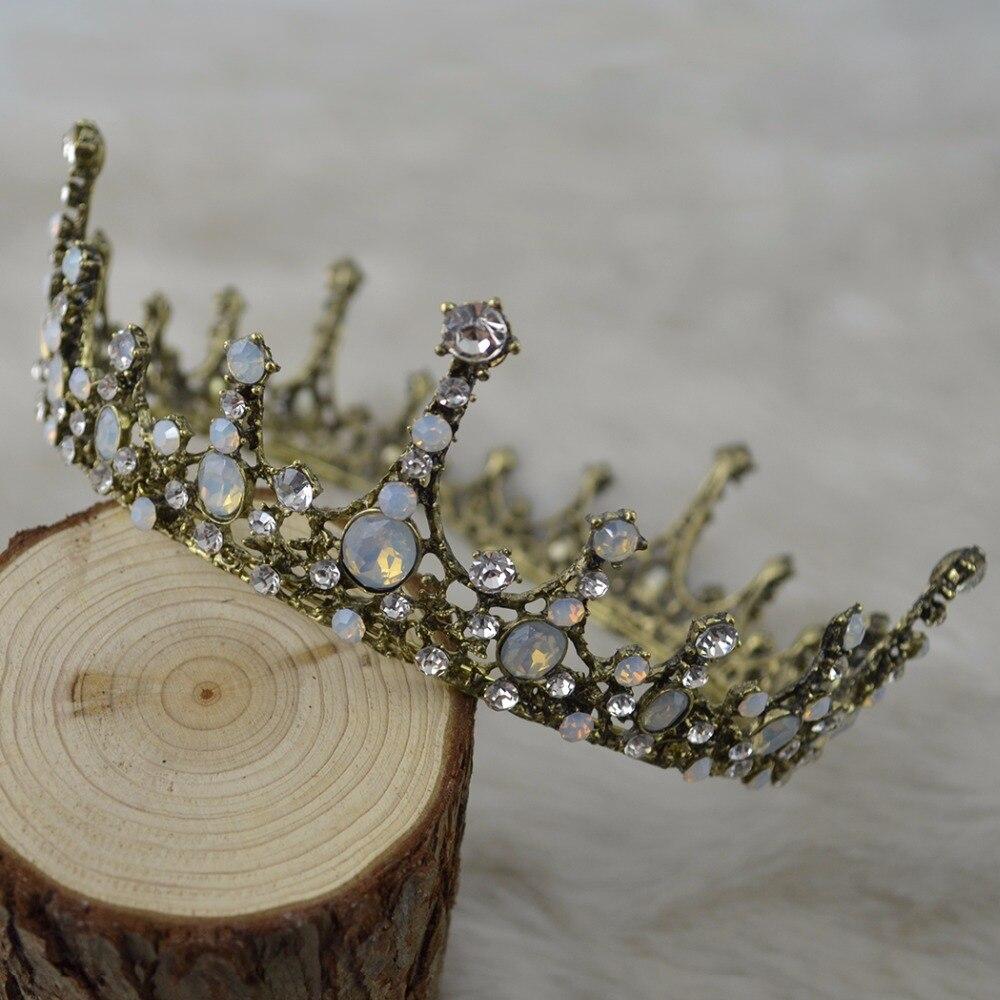 Vintage King & Queen Crowns with Crystals for Wedding or Prom-Crowns-Innovato Design-Bronze-Innovato Design