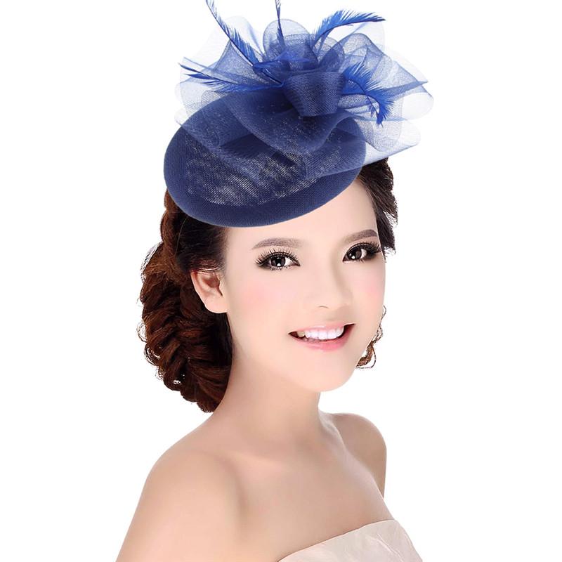 Hair Clip Sinamay Fascinator Hat with Feathers-Hats-Innovato Design-Black-Innovato Design