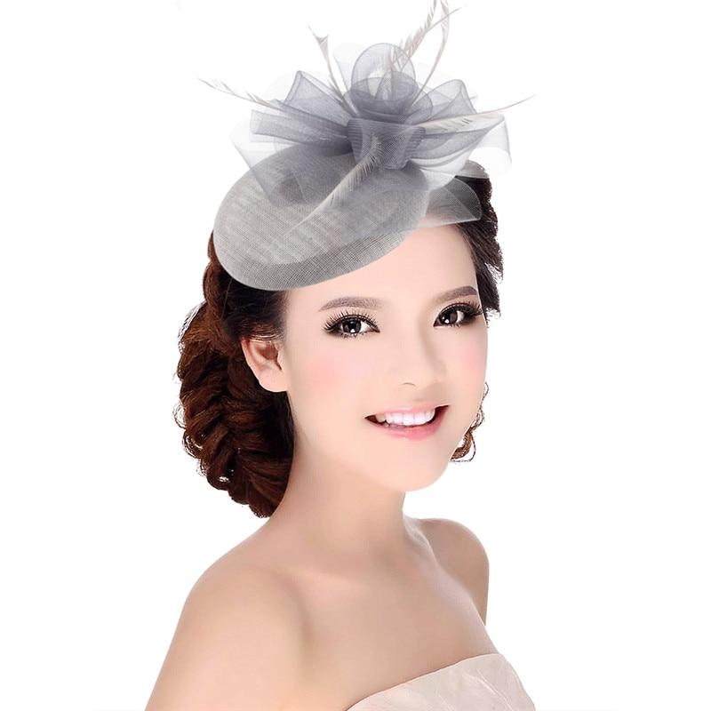 Hair Clip Sinamay Fascinator Hat with Feathers-Hats-Innovato Design-Black-Innovato Design