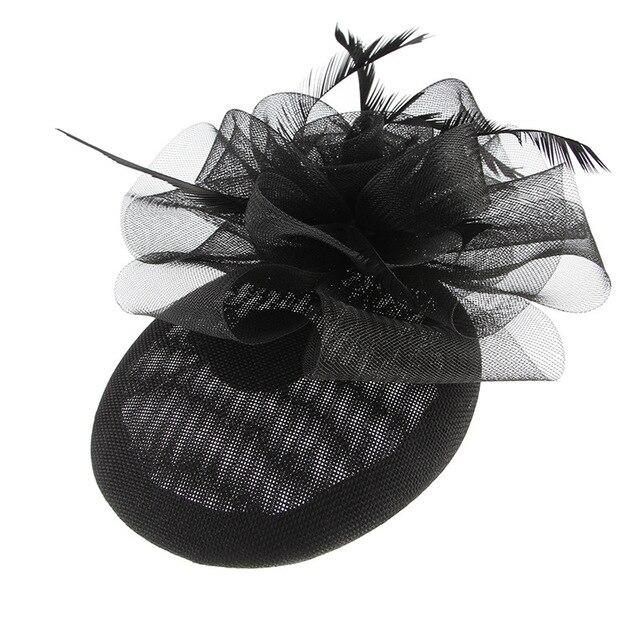 Hair Clip Sinamay Fascinator Hat with Feathers-Hats-Innovato Design-Black-Innovato Design
