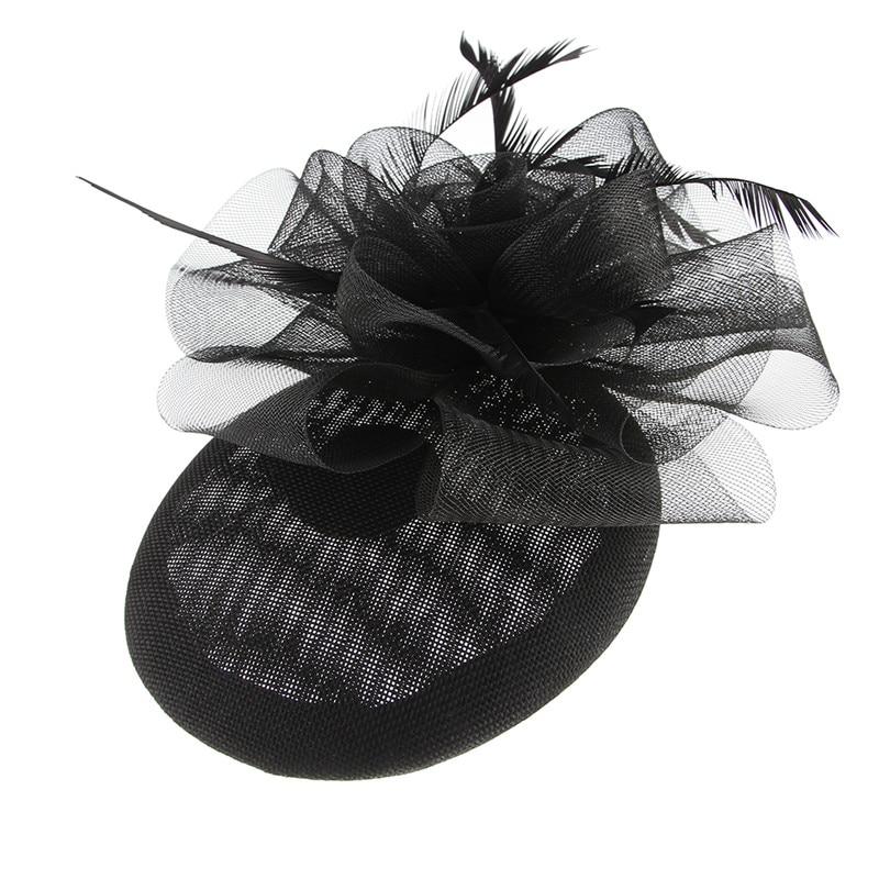 Hair Clip Sinamay Fascinator Hat with Feathers-Hats-Innovato Design-Black-Innovato Design
