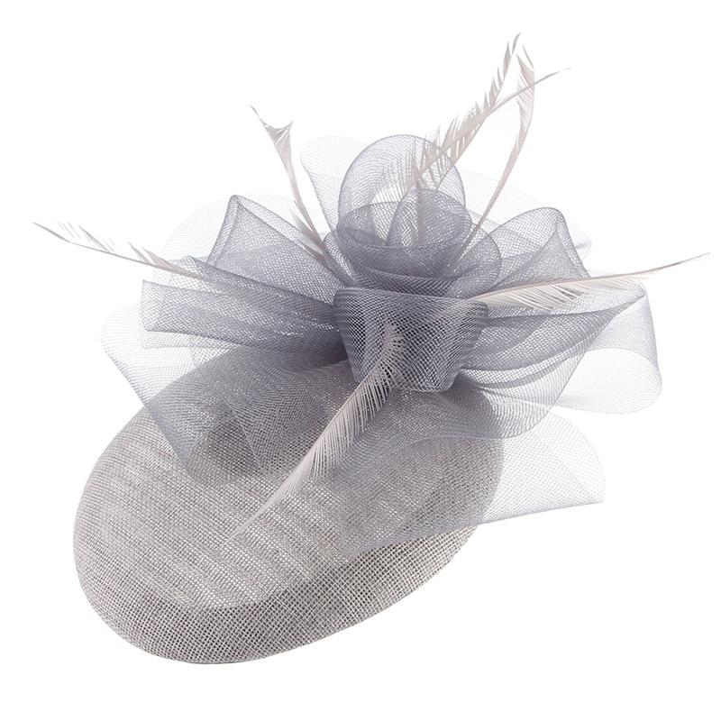 Hair Clip Sinamay Fascinator Hat with Feathers-Hats-Innovato Design-Black-Innovato Design
