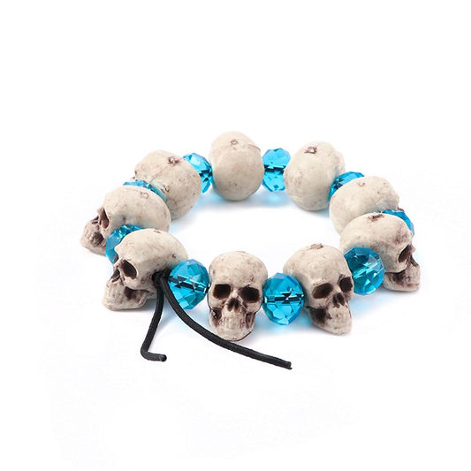 Blue Crystal Beads Skull Strand Bracelet-Skull Bracelet-Innovato Design-Innovato Design