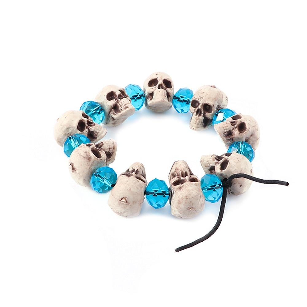 Blue Crystal Beads Skull Strand Bracelet-Skull Bracelet-Innovato Design-Innovato Design