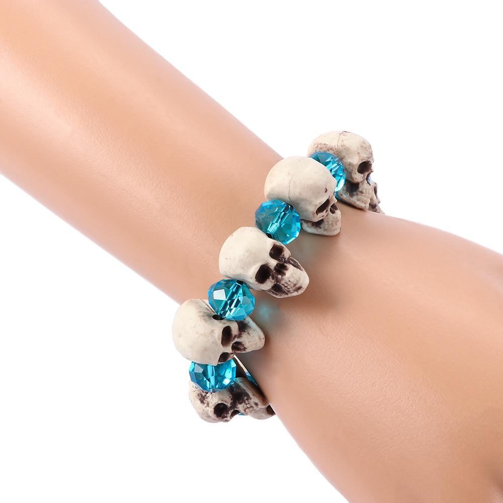 Blue Crystal Beads Skull Strand Bracelet-Skull Bracelet-Innovato Design-Innovato Design