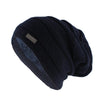 Striped Knit Winter Hat, Beanie or Skullie-Hats-Innovato Design-Navy Blue-Innovato Design