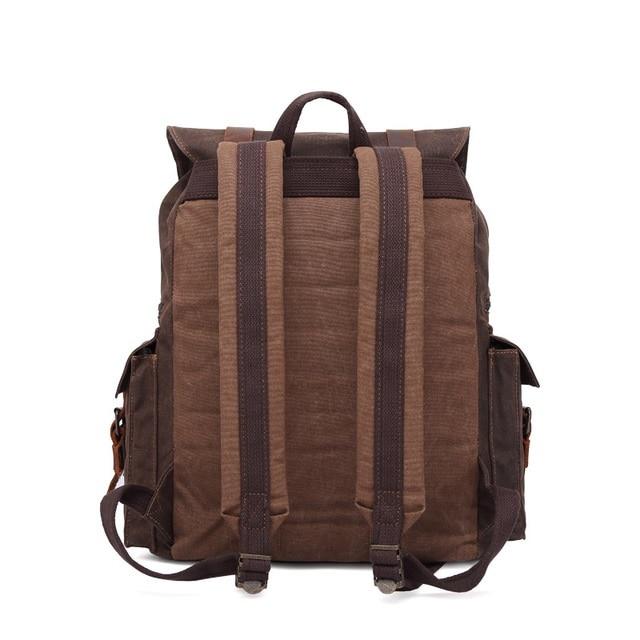 Canvas Leather Waterproof Large Capacity Backpack 20 to 35 Litre-Canvas and Leather Backpack-Innovato Design-Khaki-15.6 inchs-Innovato Design