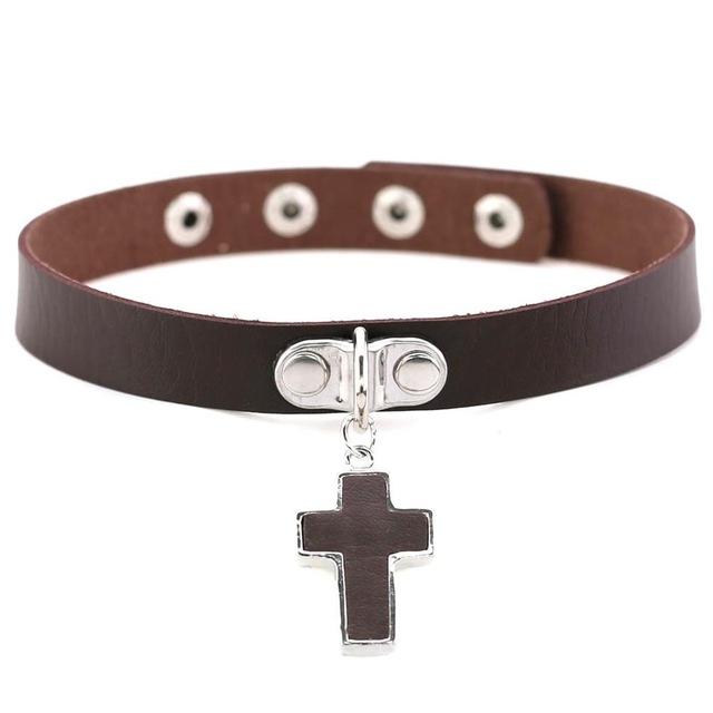 Gothic Black Cross Choker Necklace-Necklaces-Innovato Design-Dark Coffee-Innovato Design