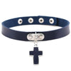 Gothic Black Cross Choker Necklace-Necklaces-Innovato Design-Navy-Innovato Design