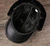 Black Leather Bomber Hat with Earflaps