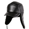 Black Leather Bomber Hat with Earflaps
