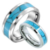8/6mm Matching Pair of Tungsten Wedding Rings with Turquoise Inlay - InnovatoDesign